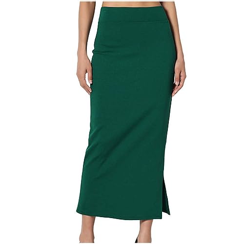 Pencil Midi Skirt for Women 2024 Summer Casual Trendy High Waist Solid Color Stretchy Bodycon Skirts with Side Slit