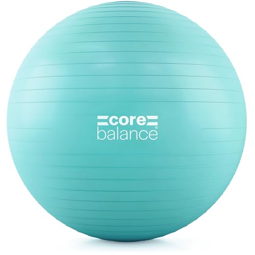 Core Balance Exercise Ball for Workouts, Anti-Burst and Slip Resistant, Swiss Yoga Ball for Pregnancy, Stability, Fitness and Physical Therapy, 4 Sizes, with Pump (22" / 55cm Teal) by Core Balance - Used condition - US$15.40