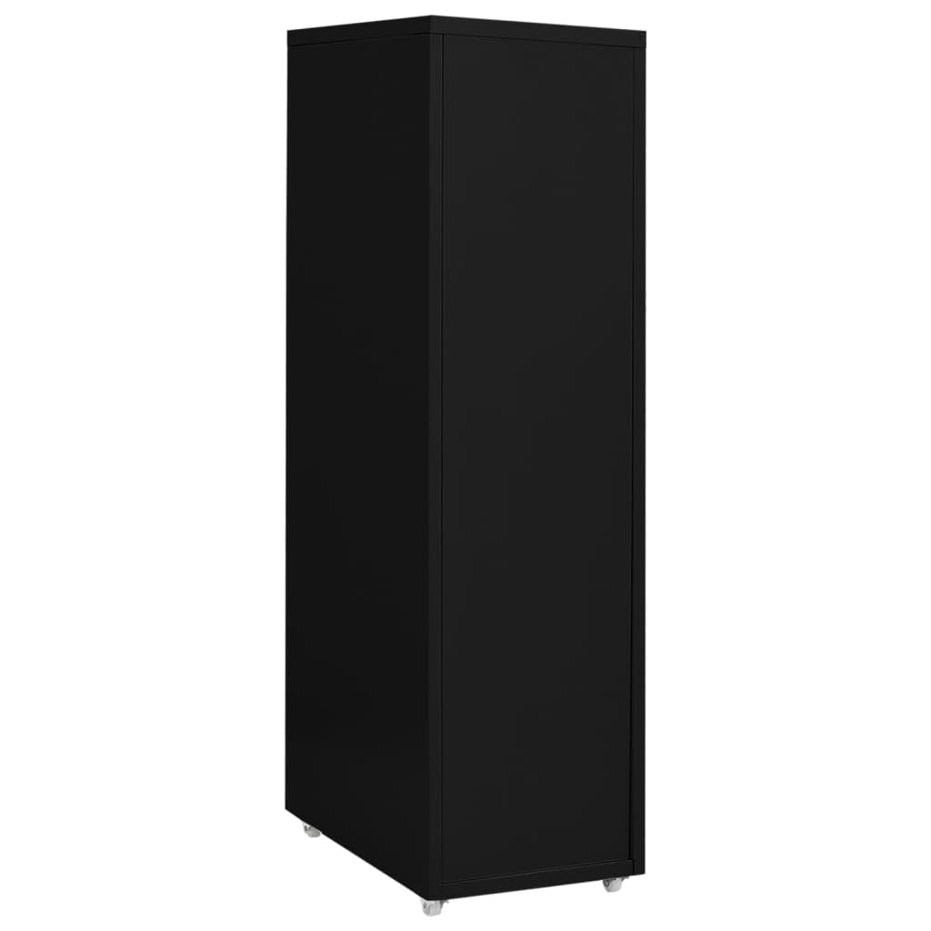 Aktenschrank mit 8 Schubladen, Rollcontainer für das Büro, Schubladenschrank aus Metall, Büroorganisation für Dokumente, 28 x 41 x 109 cm, Schwarz