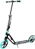 HUDORA Scooter for Adults - Folding Adult Scooters Adjustable Height, Scooters for Teens 12 Years and up, Kick Scooter for Outdoor Use, Lightweight Durable All-Aluminum Frame (Blue)