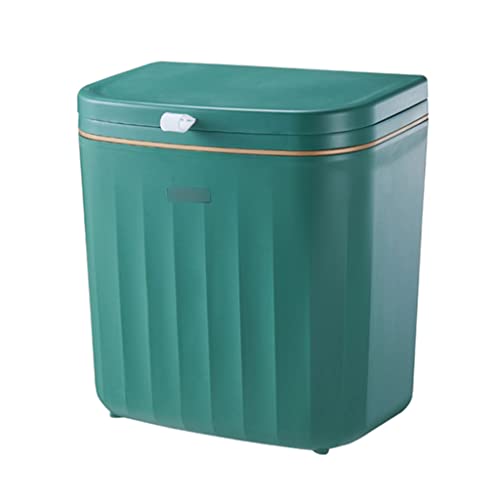 SUREK Cubo de basura compacto de plástico simple con tapa rectangular de 7 L para encimera de cocina, reutilizable