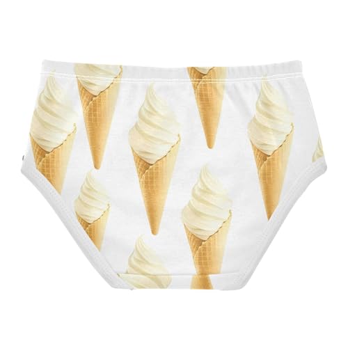 Cotton Toddler Underwear Floral Realistic Ice Cream Cone White Panties for Girl Colorful Briefs Kids Undies 2t2