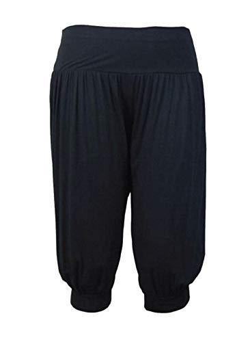 Sarouel court pour femme - Grande taille - Uni - Tailles 3/4 - Tailles 36 à 54 - Noir - 48-50 Cover