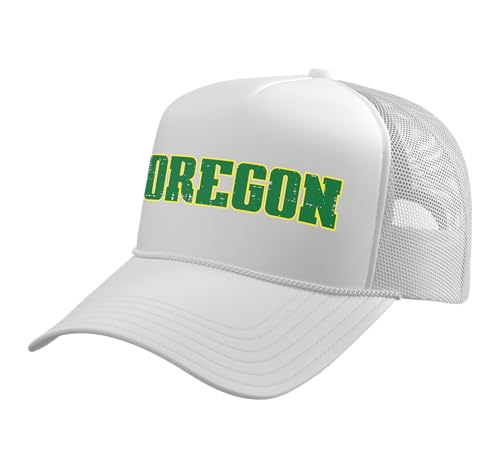 Oregon Men Kids Boys Women Girls Youth Teen Trucker Hat with Adjustable Mesh Back White