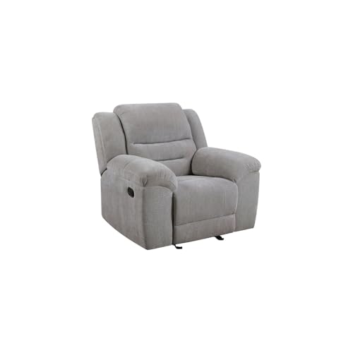 Sillón reclinable tapizado chenille gris miniatura 4
