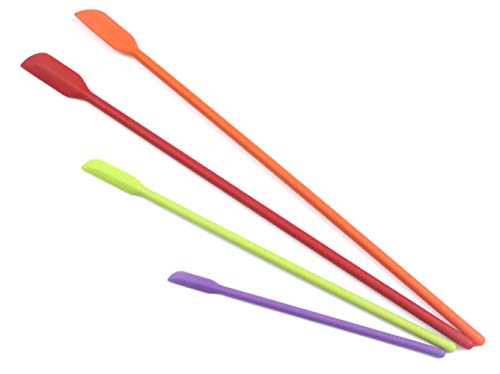 Mini Spatula Silicone Small For Makeup Spatula- Thin Jar Spatula ，For Thin Jar/Kitchen Bottles/Cosmetic Bottles 4Pack (Multicolor) #TOP6