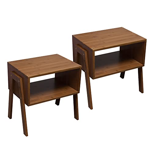 Forevich End Tables Stackable Side Table Bedroom Bamboo Nightstands Set Of 2 For Living Room Beside Table Caramel #TOP14