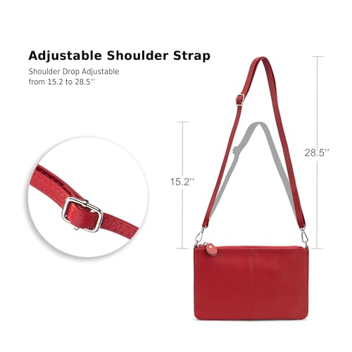 Image of befen Genuine Leather Wristlet Clutch Wallet Purses Small Crossbody Bags for Women with RFID Blocking Card Slots