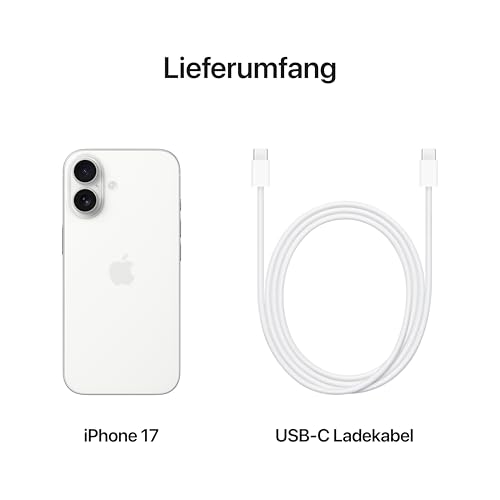 Apple iPhone 17 256 GB: 6,3\ Display mit ProMotion, A19 Chip, Center Stage Frontkamera für Smarte Gruppenselfies, Verbesserte Kratzfestigkeit, Batterie für den ganzen Tag; Weiß