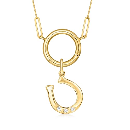 Pure Collection by Ross-Simons Diamond Horseshoe Charm in 14kt Yellow Gold4