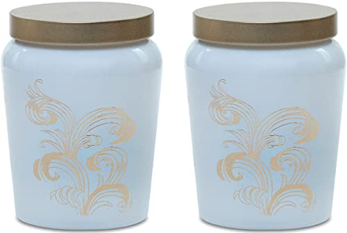 Image of Yera Diana Jars, Metallic lid-golden foil printed-storage jar, 750ml capacity, White Colour,Used for storage of Cookies, snacks,dry fruits,etc (Set of 2)