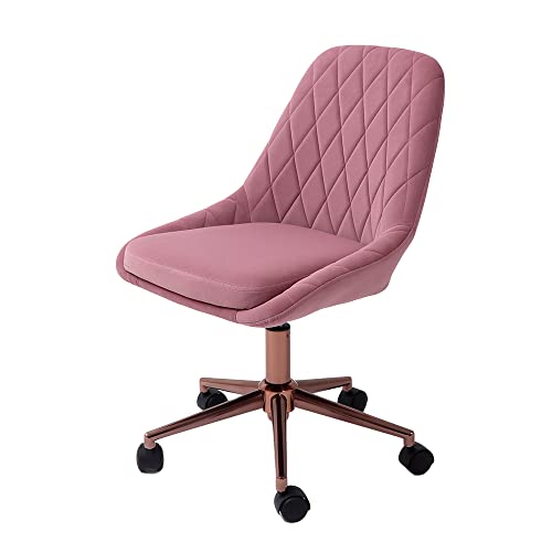 ヤマソロ デスクチェア オフィスチェア おしゃれ ベロア テレワーク キャスター 昇降 回転 ピンクゴールド脚 ファブリック くすみカラー Leria PREMIUM レリア プレミアム 42-759 (クラシックピンク)