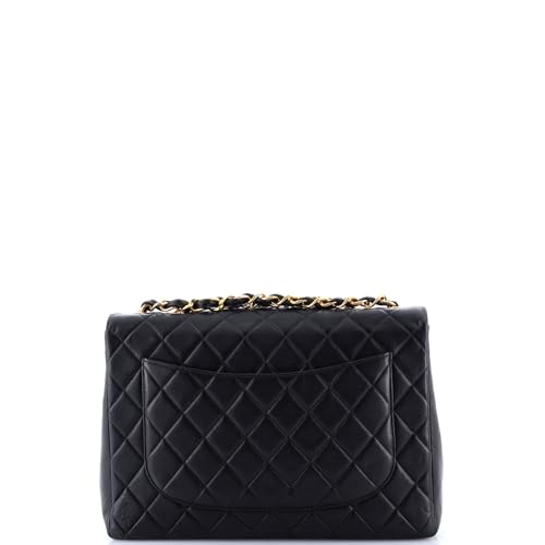 Pre-Loved Vintage Classic Single Flap Bag Quilted Lambskin Jumbo, Black4