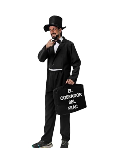 Dysmad Disfraz El Cobrador del Frac, Traje Negro Elegante con Frac, Pantalón, Pajarita y Maletín, Conjunto Completo para Adulto. Talla única M/L. SOMBRERO Y CAMISA NO INCLUIDOS.