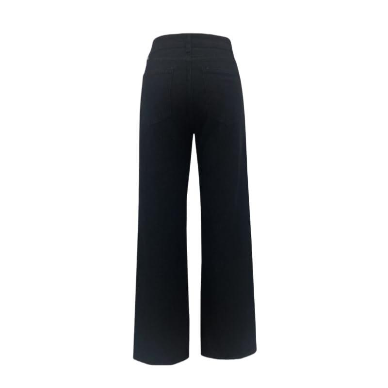 Women High Waisted Wide Leg Jeans Trendy High Waisted Wide Leg Stretchy Raw Hem Loose Denim Pants2