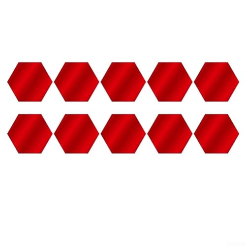 Chic 24 pegatinas de pared hexagonales doradas, no requiere pegamento para una fácil decoración (S, 24 unidades, rojo)