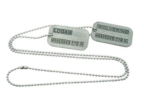 Wolverine Logan X-Men Double-Sided Vintage Finish Dog Tag Pendants w/27-inch Necklace Costume Accessory