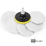 URAQT Car Polishing Pads for Drill, 8 Pack Professional Wool Polishing Pads, Car Buffer Polisher Kit with M10 Drill Adapter and Hex Shank Bit Adapter, For Car Furniture Polishing Waxing (80mm)