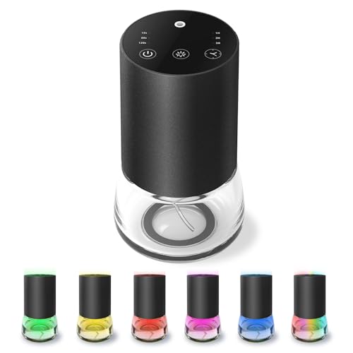 Diffusore senz'acqua grande da 100 ml per oli essenziali, diffusore di aromaterapia a batteria con timer e 3 livelli di nebulizzazione, luce LED a 7 colori, per ufficio, camera da letto, auto