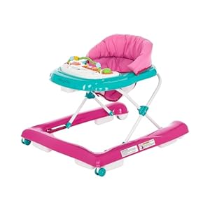 Dream On Me 2-in-1 Ava Baby Walker, Easy Convertible Baby Walker, Walk Behind, Height Adjustable Seat, Added Back Support, Detachable-Toy Slate, Teal Pink