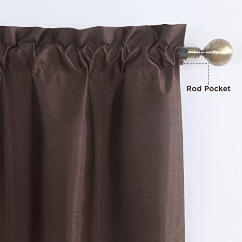 Dearl%K 3Pc Full Blackout Kitchen Curtains And Valances Set Cafe Curtains With Backing Faux Silk Window Valance And Tiers Set For Bathroom, Cafe(54” X 14” +26” X 36” X 2Pcs, Brown) #TOP2