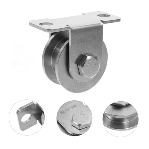 2 ruedas de polea de cable de acero inoxidable para montaje en pared con rodamientos, suave capacidad de carga pesada para puertas correderas sistemas industriales