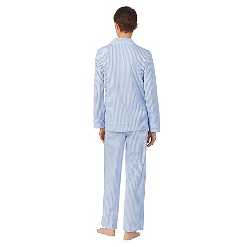 Ralph Lauren® Organic Cotton Long Sleeve Notch Collar PJ Set for Women – Relaxed Fit – Stripe Design – 100% Cotton Blue Stripe LG (US 12-14) One Size2