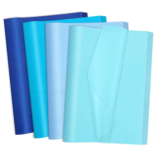 160 folhas de papel de seda azul para sacolas de presente 50 x 35,5 cm, papel de embrulho a granel p