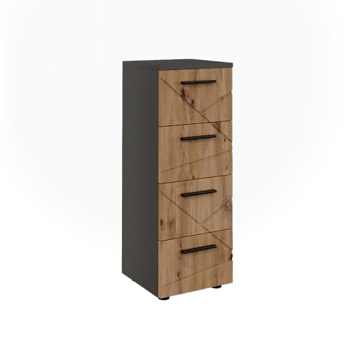 Vicco Midischrank Irma, Anthrazit/Artisan, 30 x 81 cm mit 4 Schubladen Vicco Midischrank Irma, Anthrazit/Artisan, 30 x 81 cm mit 4 Schubladen