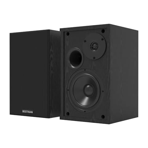 Bookshelf Speakers, BESTISAN Powered Bookshelf Speakers, Bluetooth 5.0 Bookshelf Speakers with Bass Adjustable, 4 Inch Speakers for TV/Computer/Phone/Record Player, Home Studio Speakers Cover