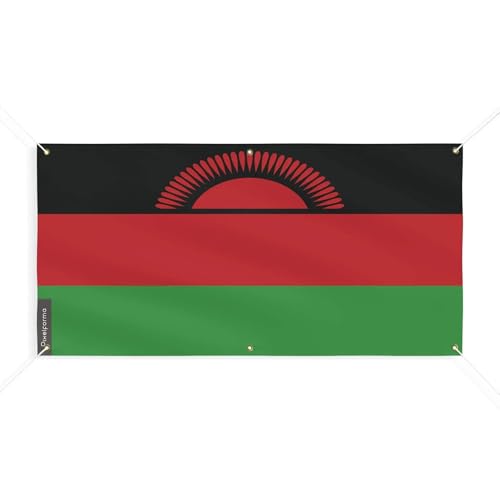 Drapeau du Malawi 200x400cm avec 6 oeillets de fixation pour mât