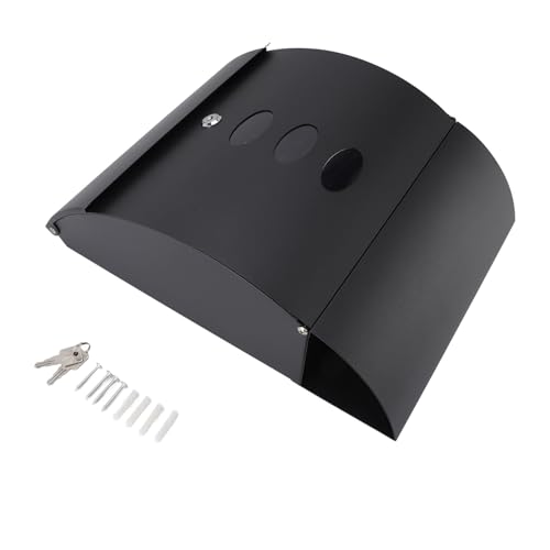 Buzón de Acero Inoxidable Negro, Gran Capacidad, Montaje en Pared, Diseño Europeo Moderno - Cerradura Segura, Resistente a la Intemperie, Ideal para Exterior y Hogar