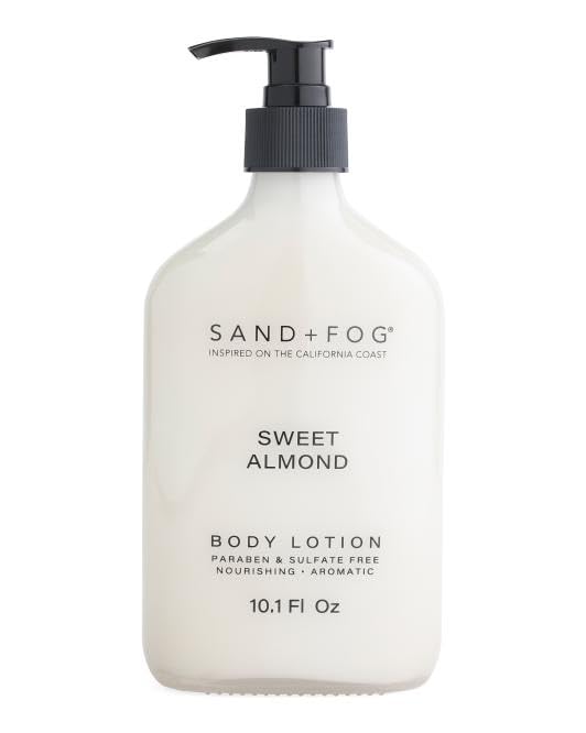 SAND AND FOG Sweet Almond Body Lotion, Paraben and Sulfate Free, Nourishing and Aromatic, 10.1 Fl Oz