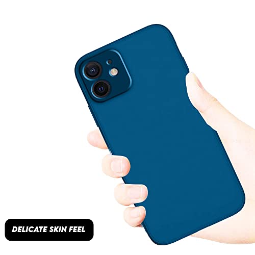 Image of Back Case Cover for iPhone 12 Mini Back Cover Case Camera Protection Soft Liquid Silicone Protective Back Cover Designed for iPhone 12 Mini (Blue)