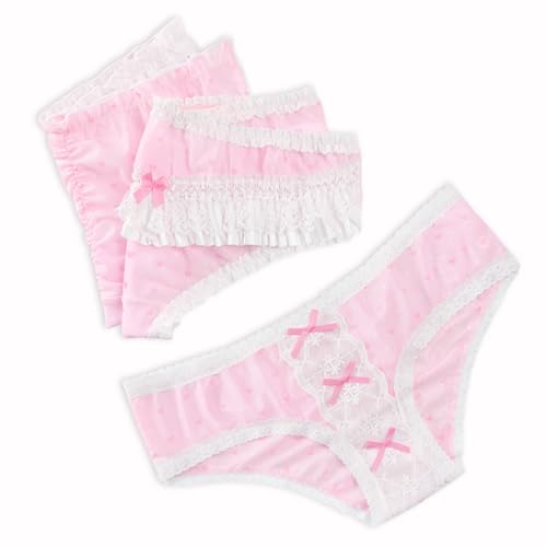 Littleforbig LA01-LB-UP218-S301-2XL Women'S Ladies Soft Mesh Lacy Underwear Comfortable Hipster Briefs Babydoll Pink Princess 3 Pack Panties Set 2Xl thumb #6
