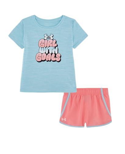 Image of Under Armour Girl's 2-piece Short Sleeve Tee and Shorts Set, Lightweight and Comfortable