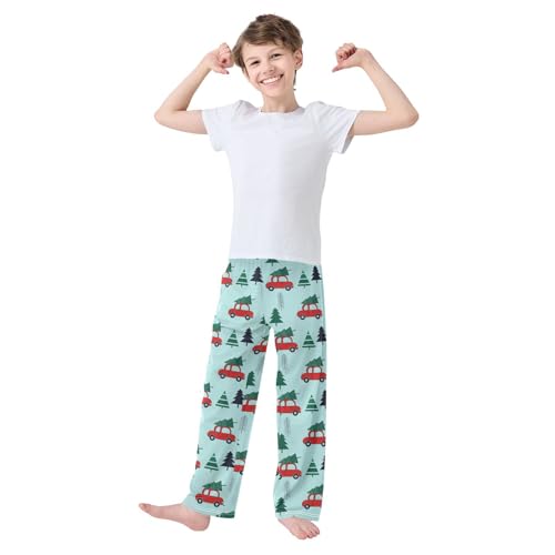 ZZKKO Christmas Tree and Car Boys Pants for Kids Jogger Pants with Pockets S-XL2