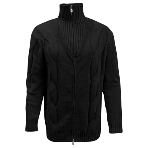 Cambkatl Men's Full Zip Stand Collar Cardigan Sweaters - Long Sleeve 2025 Fall Winter Cable Knitted Slim Fit Casual Outerwear3