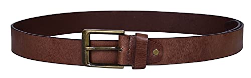 Urban Forest Textured Brown Casual Leather Belt for Men with Antique Gold Buckle
