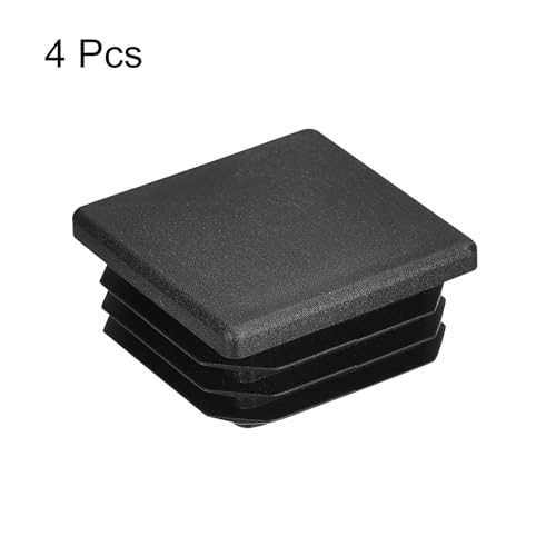 Image of uxcell 4Pcs 32x32mm(1.25inch) Plastic Tubing Plug Square Post End Caps for Handrail Stair Newel Guardrail Tube Black