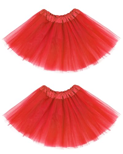 Century Star Red Tutu for Toddler Girls Tulle Ballet Skirts Princess Tutus for Baby Kids Infant 4 Layers Halloween Christmas Dress up Birthday Party Festival 2-8 Years 2 Pack