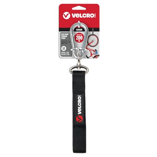 VELCRO Brand Easy Hang Strap | Heavy Duty Outdoor Storage Extension Cords, Cables, Tools, Bikes | Organization for Garden, Shed, RV |, Medium - up to 200 lbs, Black, 1 Count (Pack of 1)