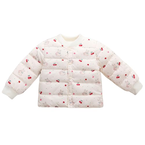Winterjacke Kinder Jungen, Mädchen Daunenjacke Mit Cartoon-Print, Warmer Wintermantel Für Kinder, Winddichte Thermo-Oberbekleidung (White, 6-7 Years)
