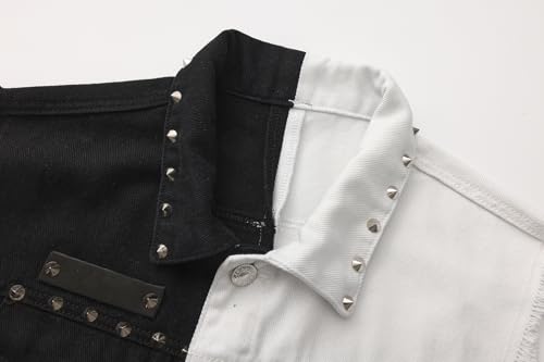 Image of Men's Punk Denim Vest Sleeveless Jean Jackets With Rivets