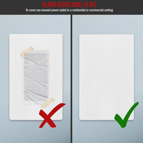 Image of MX Blank Dummy Cover Plate for Modular Socket Systems, 1 Module 11.5x45 mm White Faceplate, Wall Mount Cover for Electrical and AV Installations, Pack of 2