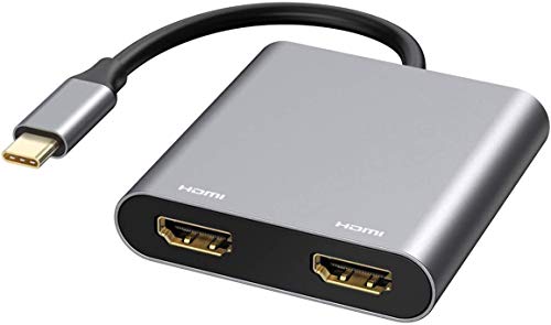 Image of Tobo USB-C to Dual HDMI Adapter 4K @60hz,Type C to HDMI Converter Compatible with MacBk /Mc-Book Pro 2019 /2018 /2017,McBuk Air 2018,Sung Galaxy S9 /S9+ /S8 /S8+,Surface Book 2 and More - TD-310TC