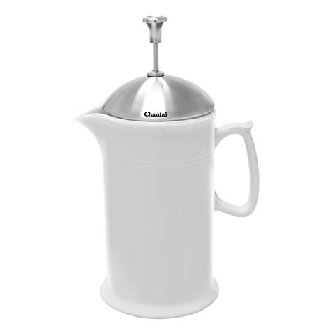 Chantal Stoneware French Press, 28 oz capacity, White Cover