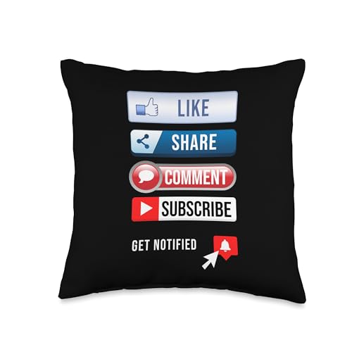 Social Media Like Share Comment Subscribe Vlogger Throw Pillow