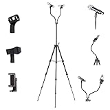 Kereal Microphone Stand Tripod Double Gooseneck for Most Mic, Portable Multifunction Mic Floor stand