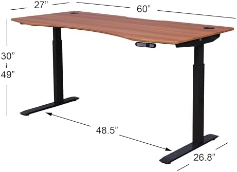 ApexDesk Elite Pro Series 60" x 27" Electric Height Adjustable Stand up Desk, Sit Stand Home Office Desk, Computer Desk - Curved Apple - Thumbnail 3